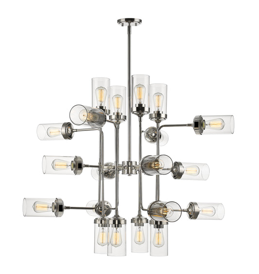 Calliope 20 - Light Urban Industrial Chandelier in Polished Nickel