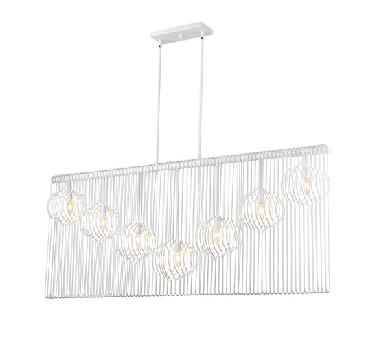 Contour 7-Light Hand-Crafted Metal Wires Chandelier in Gloss White