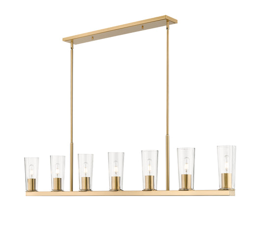 Titus 7-Light Tubular Bulbs Chandelier in Modern Gold Finish