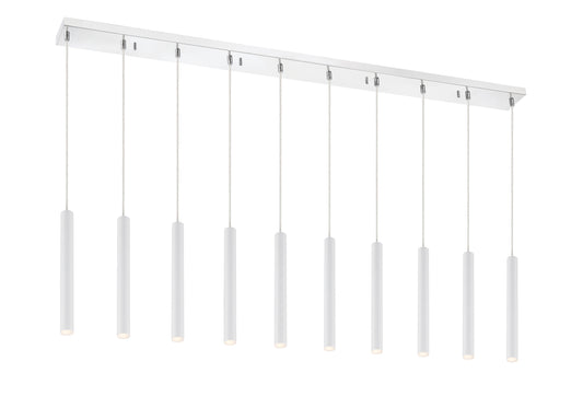 Forest 10 - Light Elongated Matte White Pendant in Chrome
